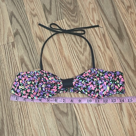90s Bikini, Bandeau Top, High Rise Bottoms, Bright Floral, Small - Picture 3 of 7